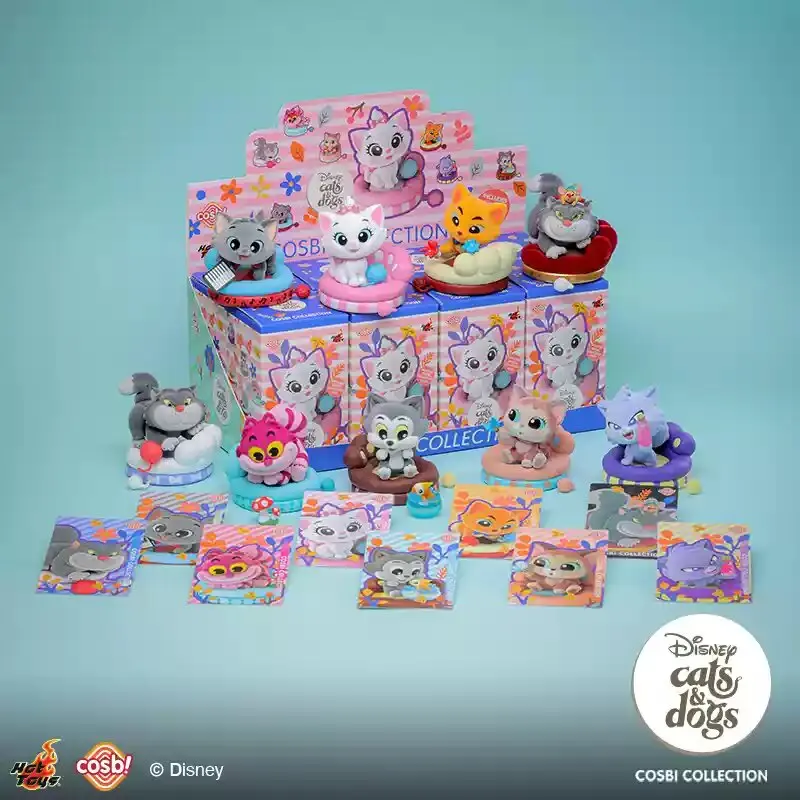 Hot Toys Cosbi Disney Flocking Blind Box Meow Party Mysterious Box Trendy Play Doll Cute Figure Mini Doll Xmas Birthday Gifts