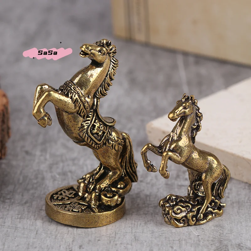 S-1 Stück Bronze-Pferd Desktop-Dekoration Wohnzimmer Teetisch-Skulptur Metallkunstwerk Heim-Dekoration Chinesisches Tierkreiszeichen Pferdestatue