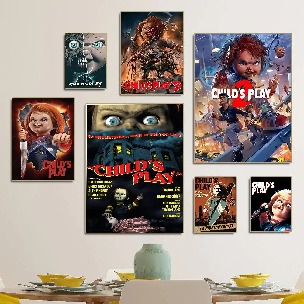 Children Play Chucky Slasher 1988 Anime Posters Sticky Whitepaper Sticker DIY Room Bar Cafe Kawaii Room Decor