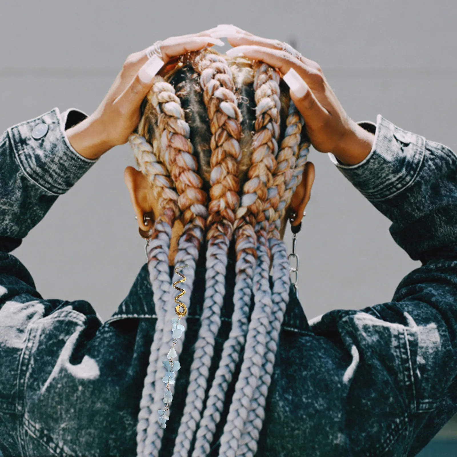 

2pcs Jade Alloy Hair Spirals Dreadlock Jewelry Braid Accessories Women Men Cuff Rings Decorations For Daily Party Photo Shoots