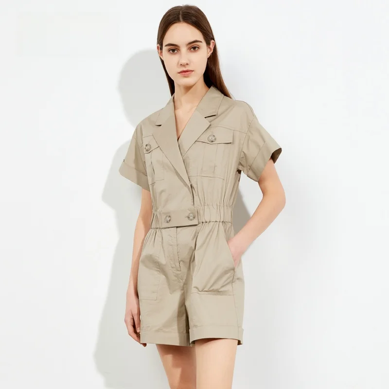 Ariose＆Years Summer Casual Slimming Fashion British Workwear Women's All-Match One-Piece Pants High Waist Cotton Blend