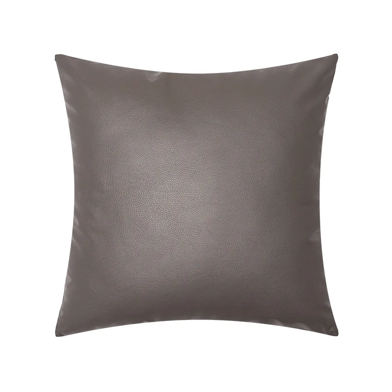 Lychee Faux Leather 18x18Inch Square Black Pillowcase Cushion Cover Modern Solid Decorative Throw Slipcover for Couch sofa