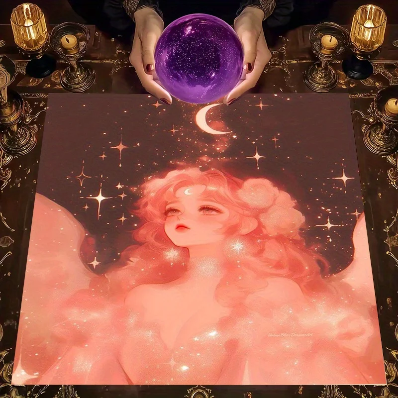 Celestial Moon Goddess Aesthetic Tablecloth Square Backdrop for Witchy Boho Alt Decor Photography Display