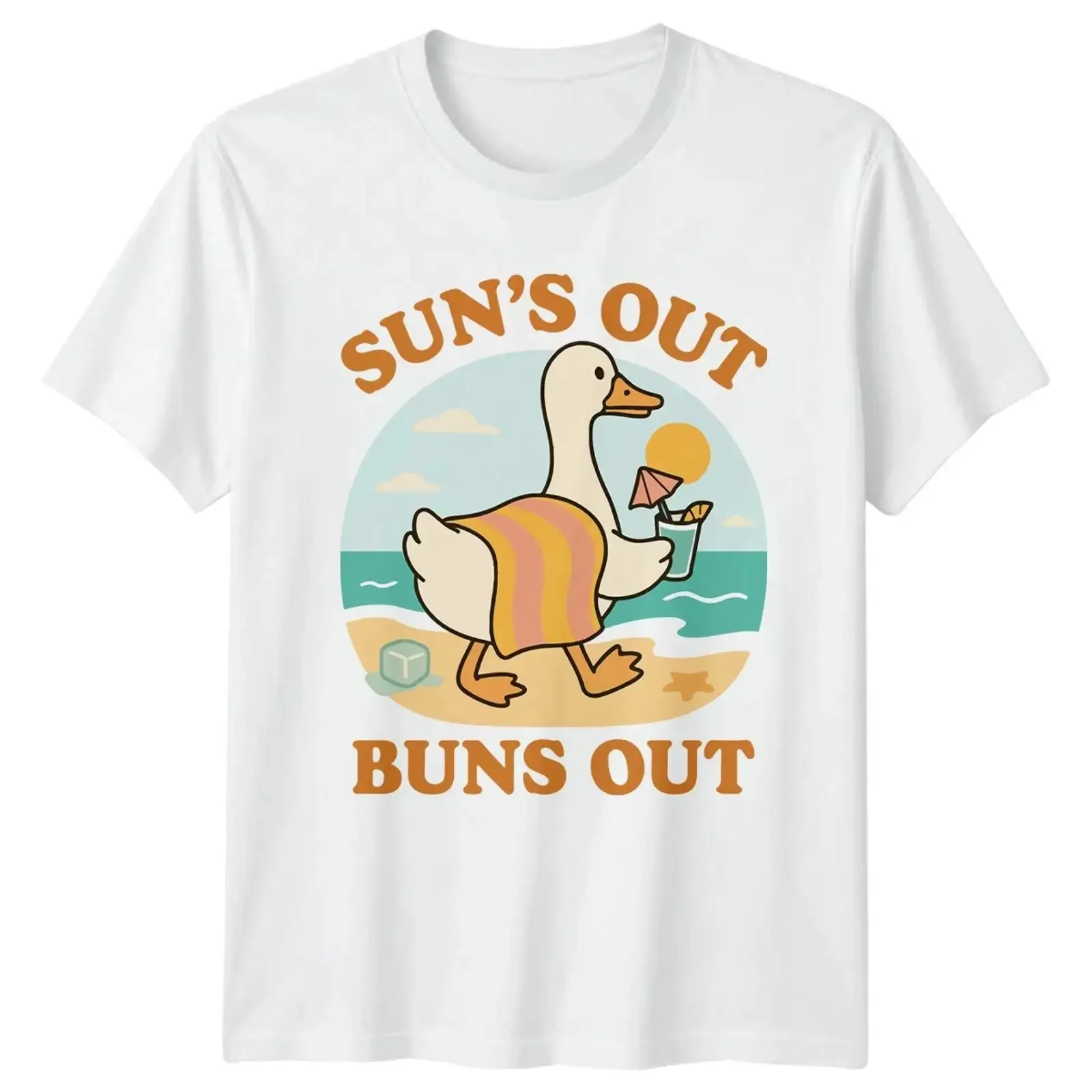 Suns Out Buns T Shirt Ente Strand Sommer Urlaub Geschenk für Sie und Ihn vintage Washed fashion Comfortable Unisex