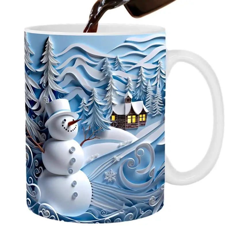 Snowman Coffee Cup Cute Christmas Theme Cartoon Drinking Mug Funny Ceramic Cup with Handle Festive Drinkware Table Centerpieces