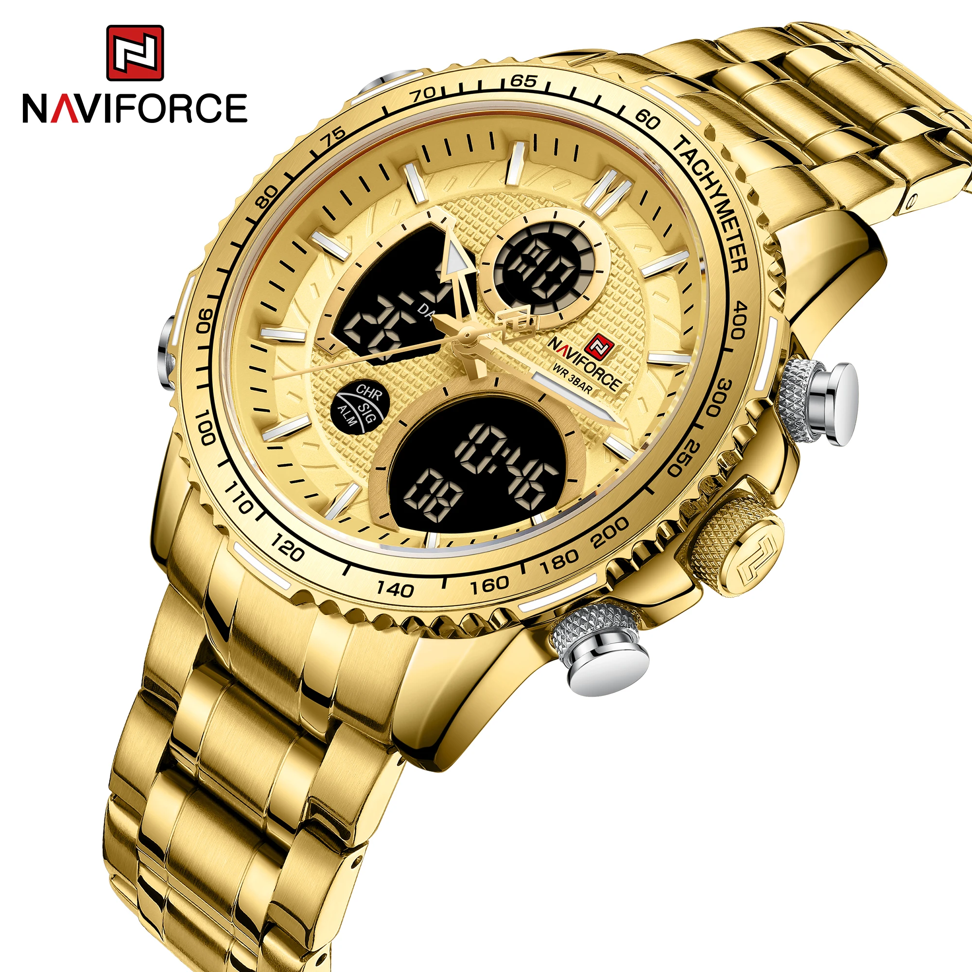 NAVIFORCE Mode Männer Uhr Luxus Marke Sport Uhr Für Männer Chronograph Quarz Armbanduhr Militärische Wasserdichte Stahl Band Uhr