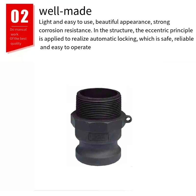 PP Plastic Quick Connector F Type Male External Thread Quick Connection Male End Plastic Connector DN20/25/50