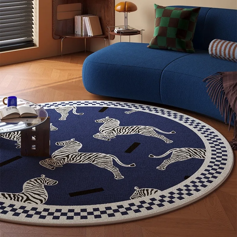 Round European-style light luxury zebra print living room carpets creative art bedroom rug home decora sofa coffee table mat 러그