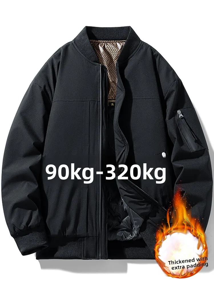 

Мужская зимняя утепленная теплая хлопковая куртка с воротником-бомбером и брюками, большие размеры, одежда из полиэстера, длинный рукав, застежка-молния