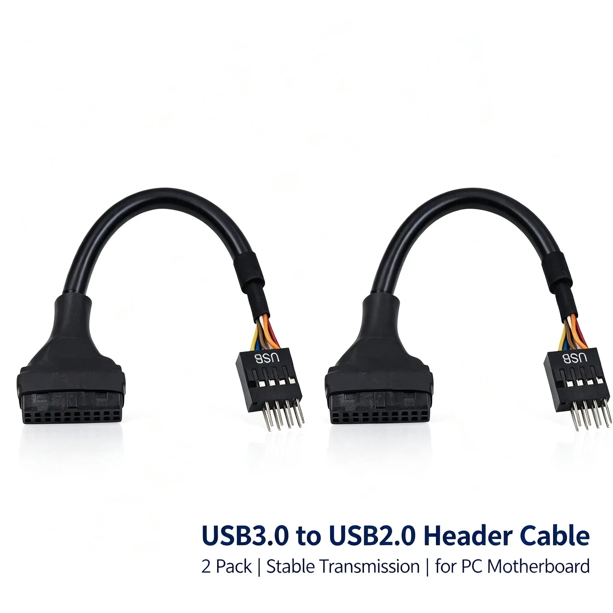 2Pcs USB 2.0 Motherboard IDC 9pin female to USB 3.0 19/20 Pin male Adapter,mainboard USB 3.0 20 Pin Header to USB 2.0 9Pin Cable