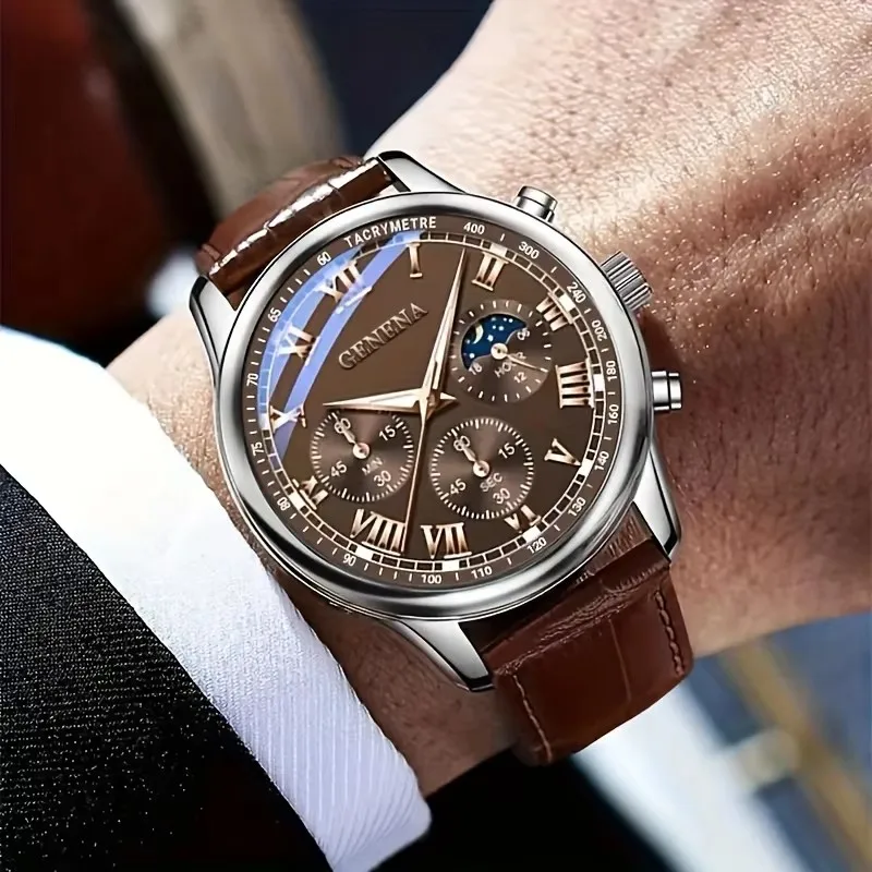 GAIETY High Quality Men's Luxury Belt Fashion Quartz Watch Men Round Business Student Sport Waterproof Glow Clock image 2