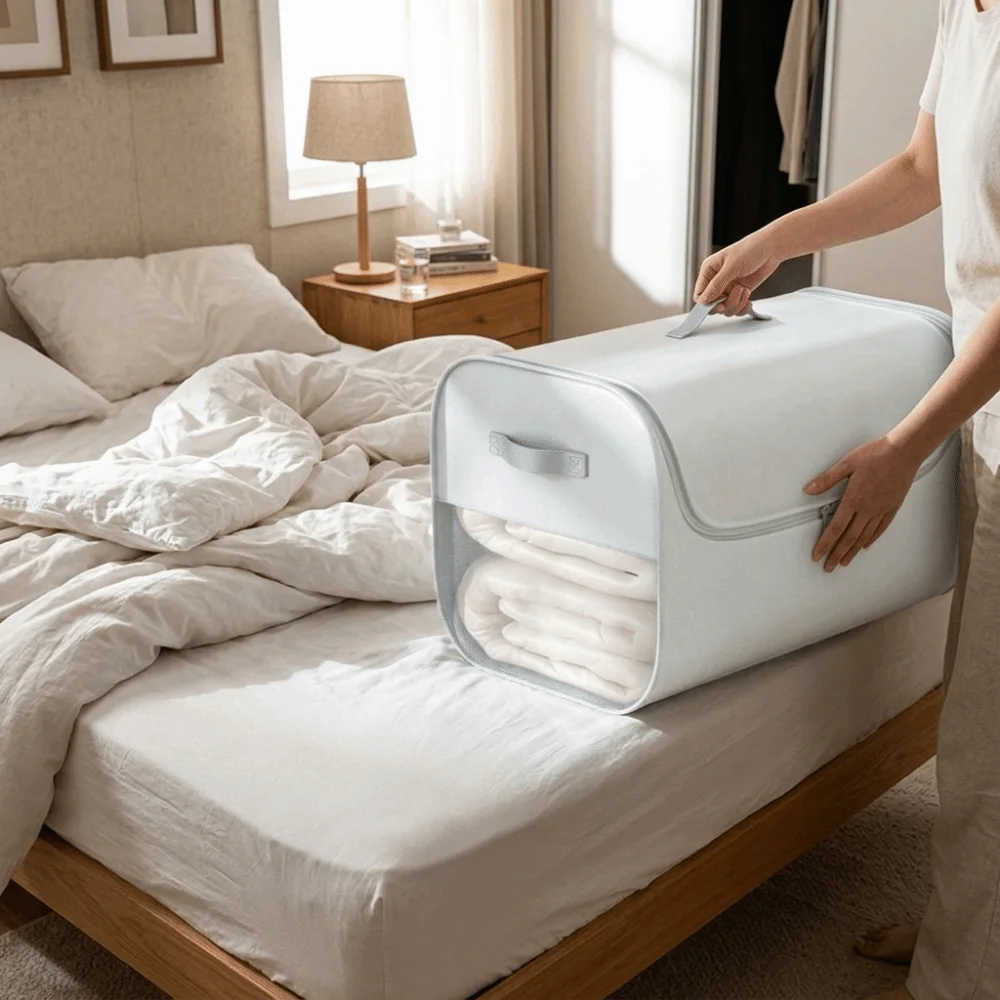 Visible Quilt Storage Bag Large Capacity Waterproof Comforter Storage Bag Dust-proof Folding Clothes Storage Bag for Bedroom