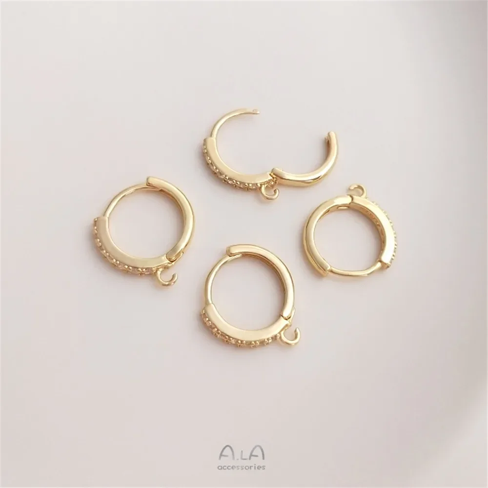 Anel de brinco de zircônia banhado a ouro 14K com anel de gota aberto Clipe de orelha circular DIY acessórios de clipe de orelha da moda