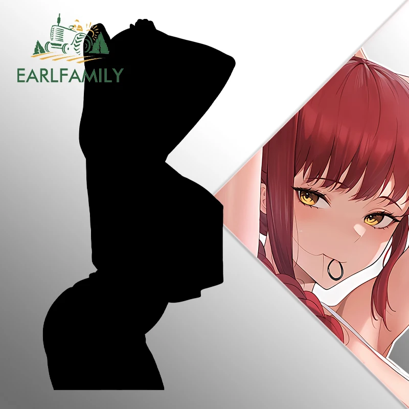 EARLFAMILY Chain Saw Original Girl Car Sticker Makima Weather Resistant Fashionable Decal Car Door Protector Luggage Graphics