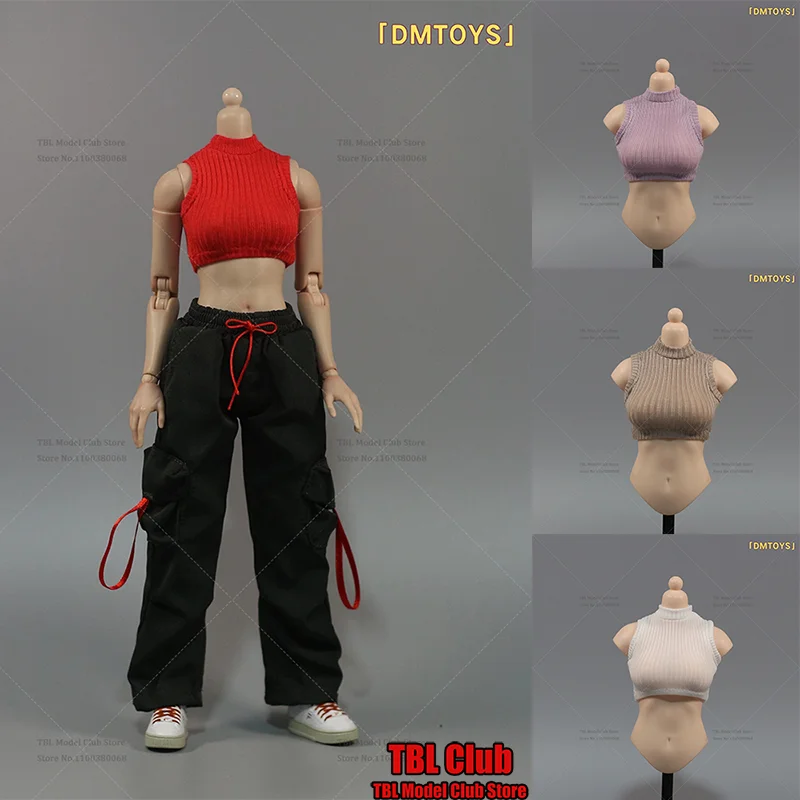 

In Stock DMTOYS 1/6 Scale Female Clothes Multicolour Sleeveless Elastic Hot Girl Short Vest For 12-inch Action Figure Soldier