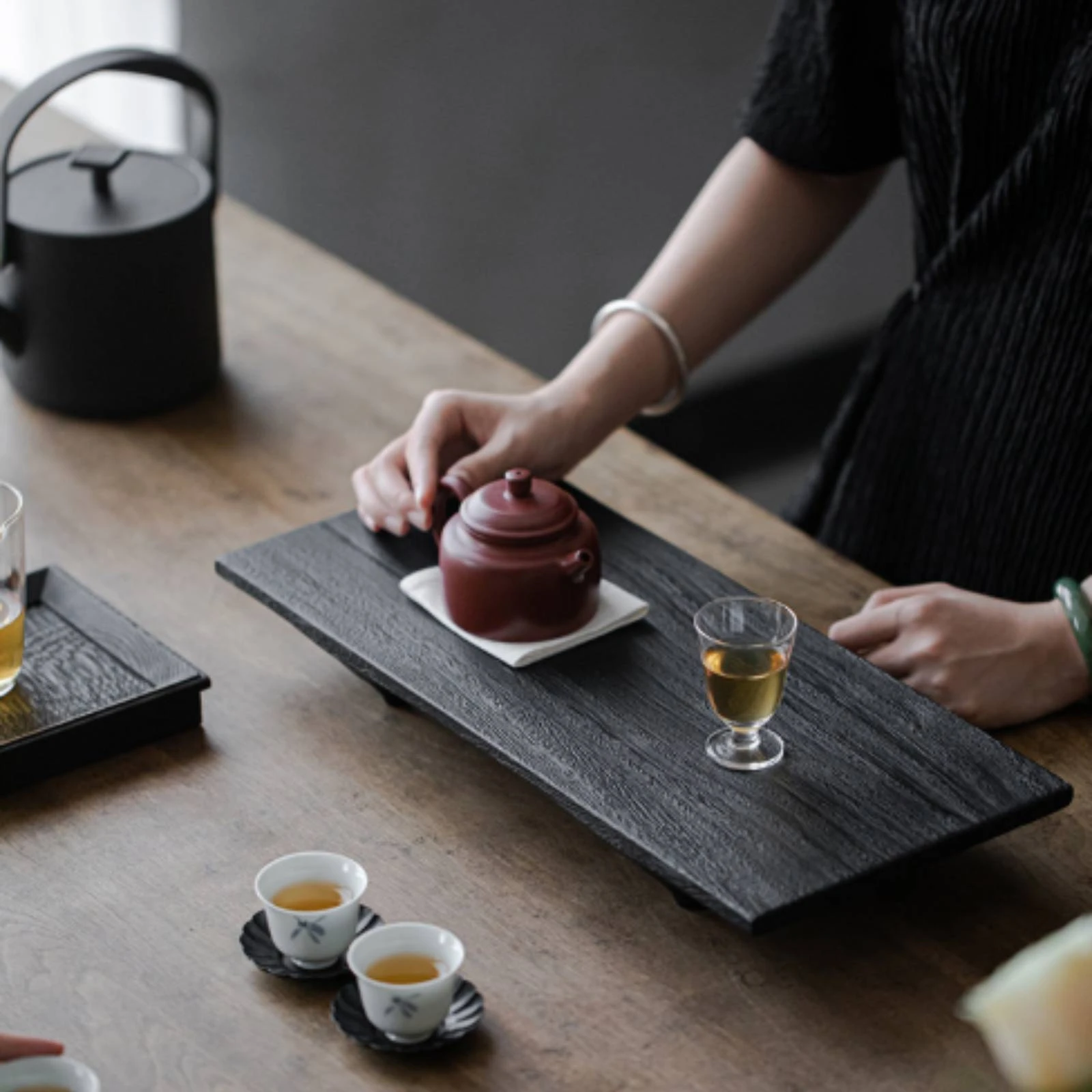 Wooden Tea Tray Rectangular Wood Tea Board Wood Tray Decorative Farmhouse for Meditation Room