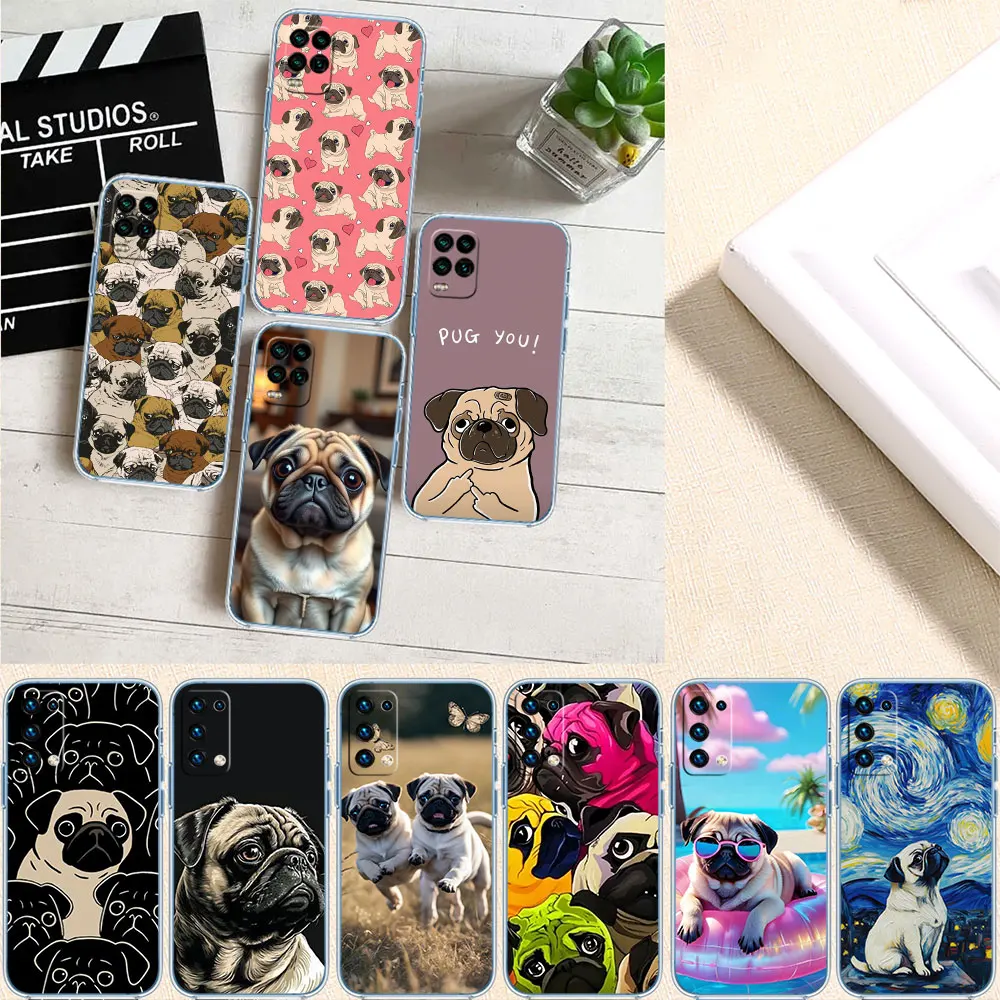 Capa de Telefone Transparente MI11 Cute Pug Dog Soft Shell para Motorola Moto Edge 20 30 40 50 S30 Fusion Ultra Pro Neo Lite + G200 G23