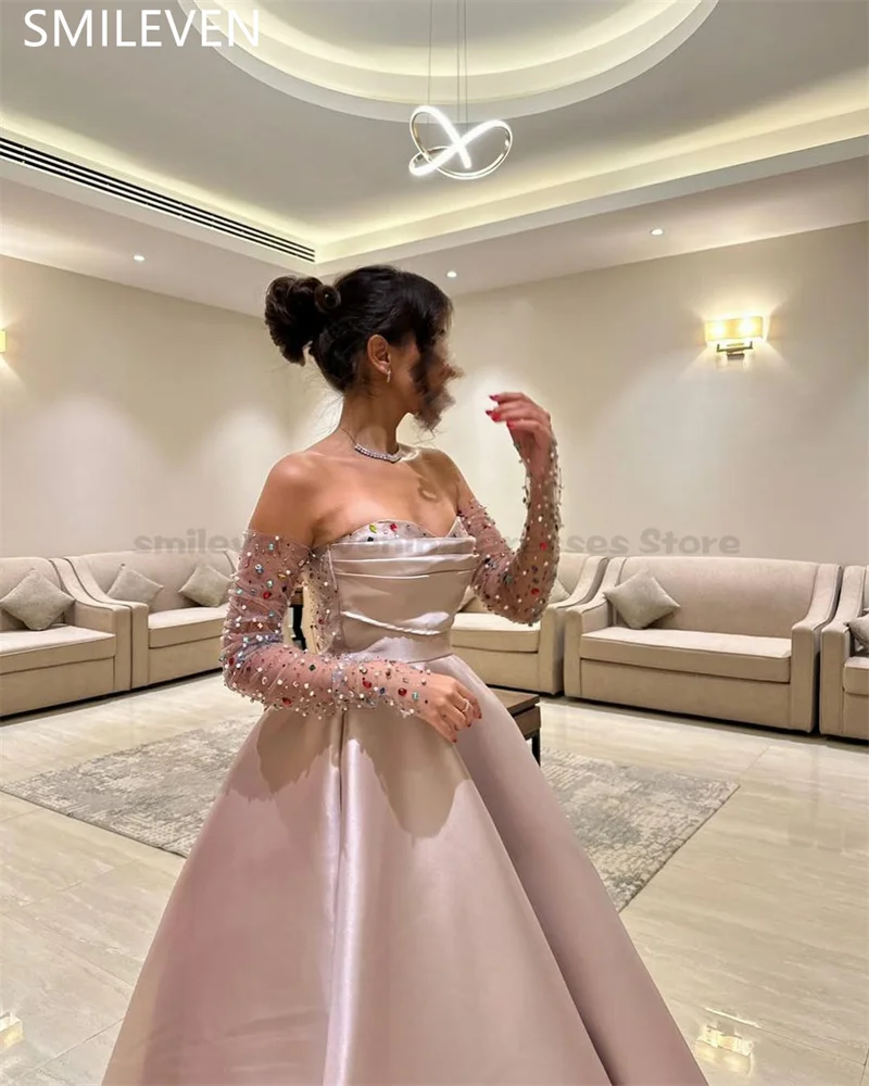 Smileven A-line Applique Luxury Prom Dress Saudi Arabia Elegant Formal Evening Gowns فساتين سهر Wedding Party Dress Customized