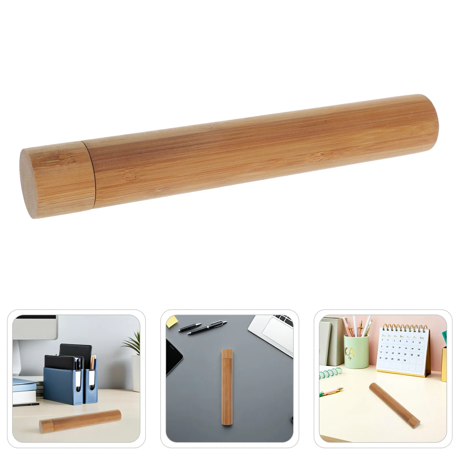 

2Pcs Bamboo Poster Storage Tubes Document Holder Round Design for Artwork Certificate Shipping Tube for Office Home