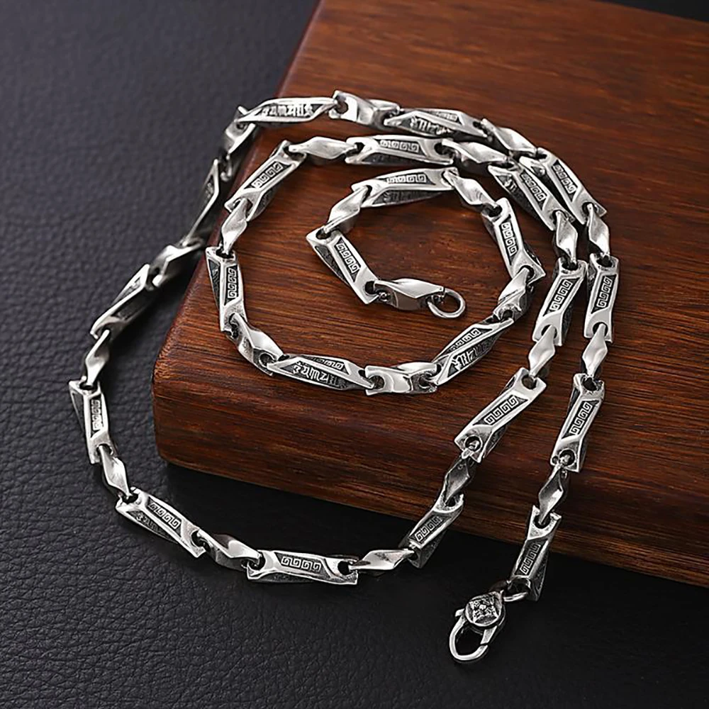 Retro Silver Chain Bracelet Necklace for Men Helix Long Chain Choker Men Collar Neck Lace Diy Pendant Party Jewelry