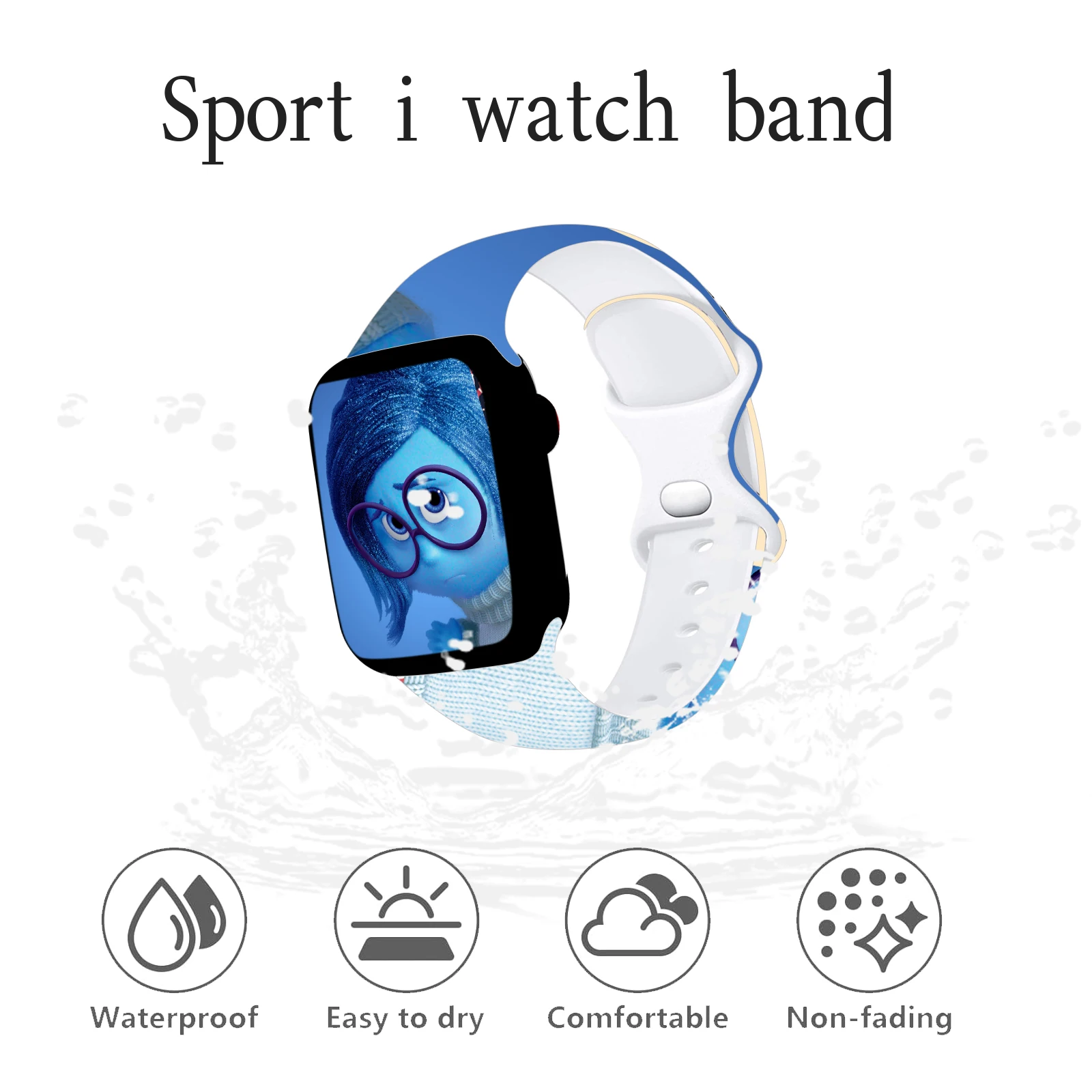 Inside Out 2 Printed Strap for Apple Watch 11 10 9 8 Silicone Band Replaceable Bracelet for iWatch 46mm 45mm 42mm 41mm Watchband