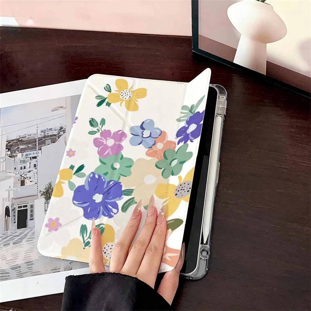 Purple flowers For Samsung Galaxy Tab A8 A9 A11 S6 S7 S8 S9 S10 FE Plus Lite Protective With Pen Slot Tablet Case