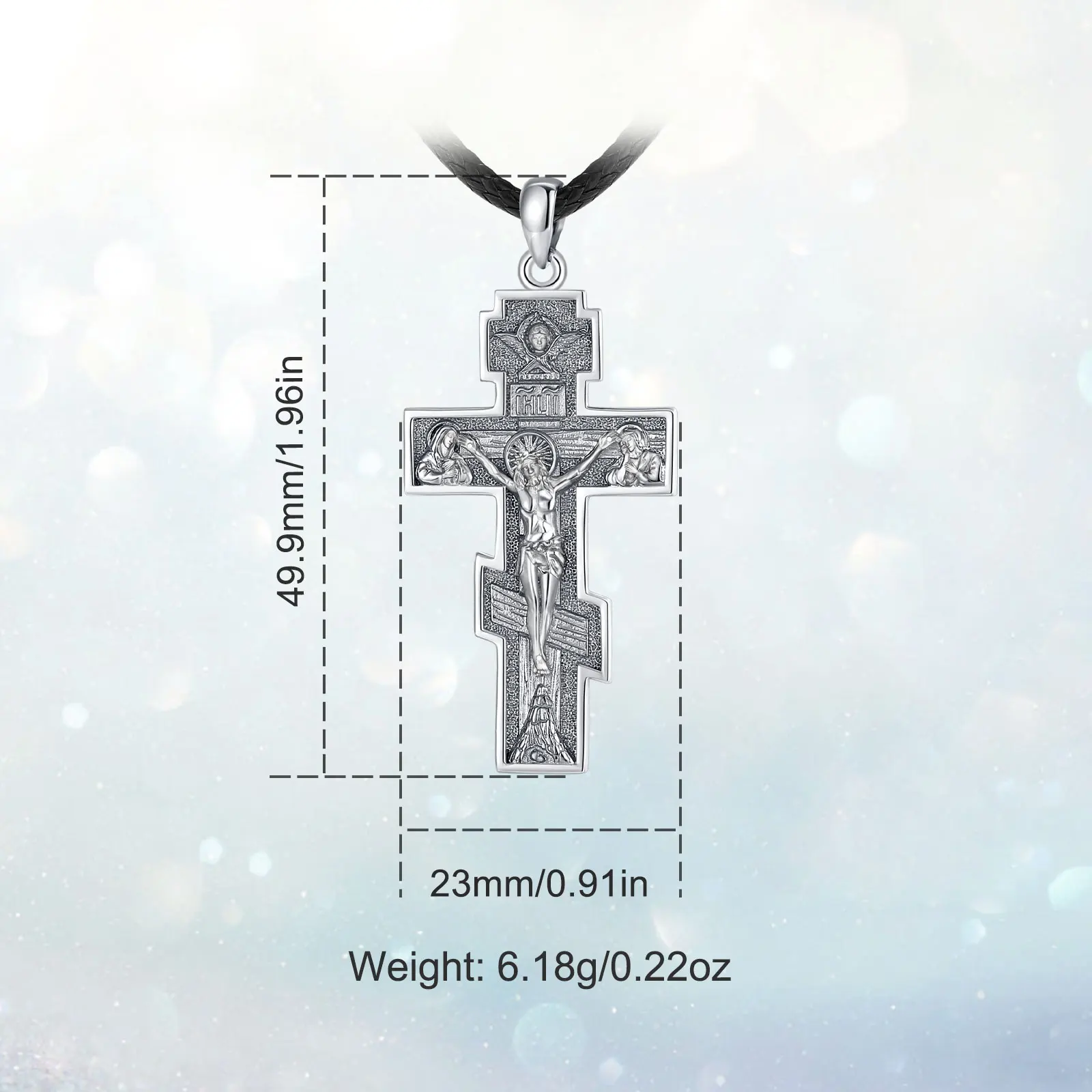 يودورا 925 فضة الصليب الصليب قلادة يسوع الصليب الملاك قلادة المسيحية تعويذة خمر مجوهرات هدية للرجال