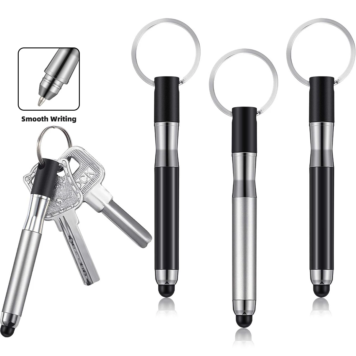 GUUGEI 3 in 1 Stylus Pen Mini Capacitive Pens with Key Ring Soft Tip Inputpen Phone Tablet Screen Touch Pen Portable Tool