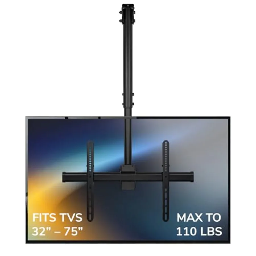 

TV ceiling mount bracket for living room steel black full motion with 360 rotation height adjustable 2236 inch fits 3275 inch s