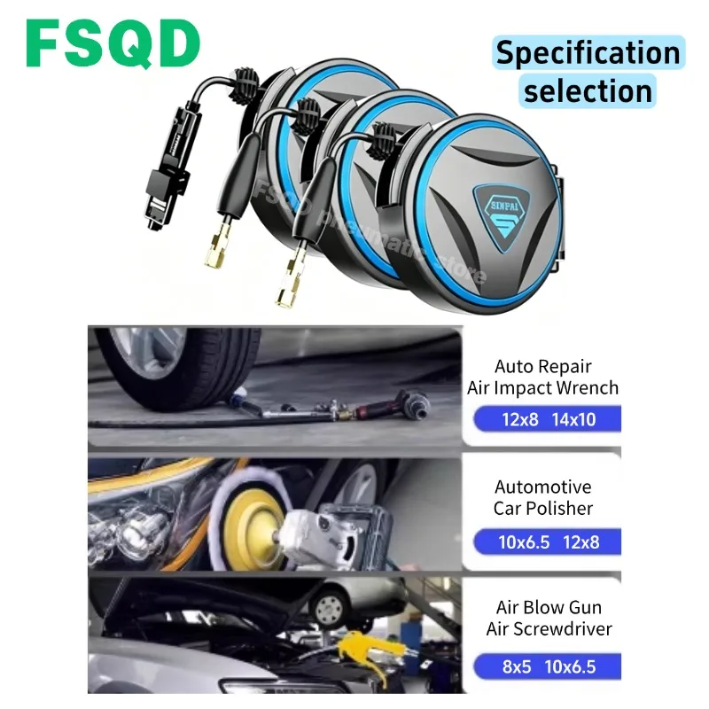 Retractable Air Hose Reel Pneumatic Tools Self-Retracting Auto Rewind Water / Electric Cable Hose Reel for Auto Repair Car Wash
