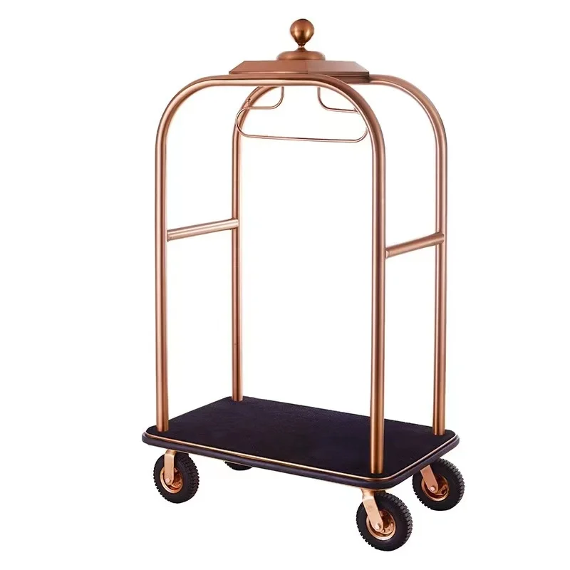 Gold Plated Hotel Birdcage Airport Luggage Cart Bellboy Luggage Trolley