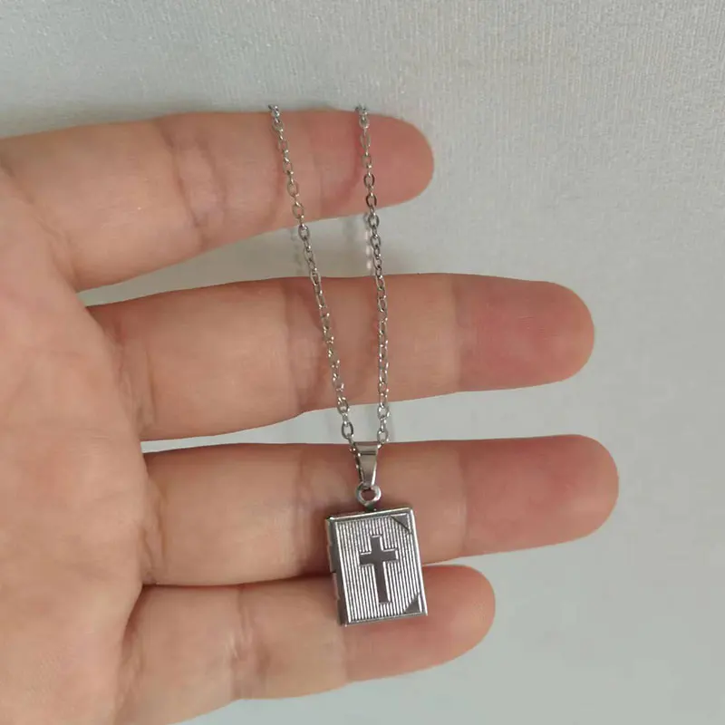 Polish 10pc Tiny Heart Book Round 10mm Stainless Steel Locket Charms Pendant Necklaces Secret Women Memorial Making Jewelry Gift