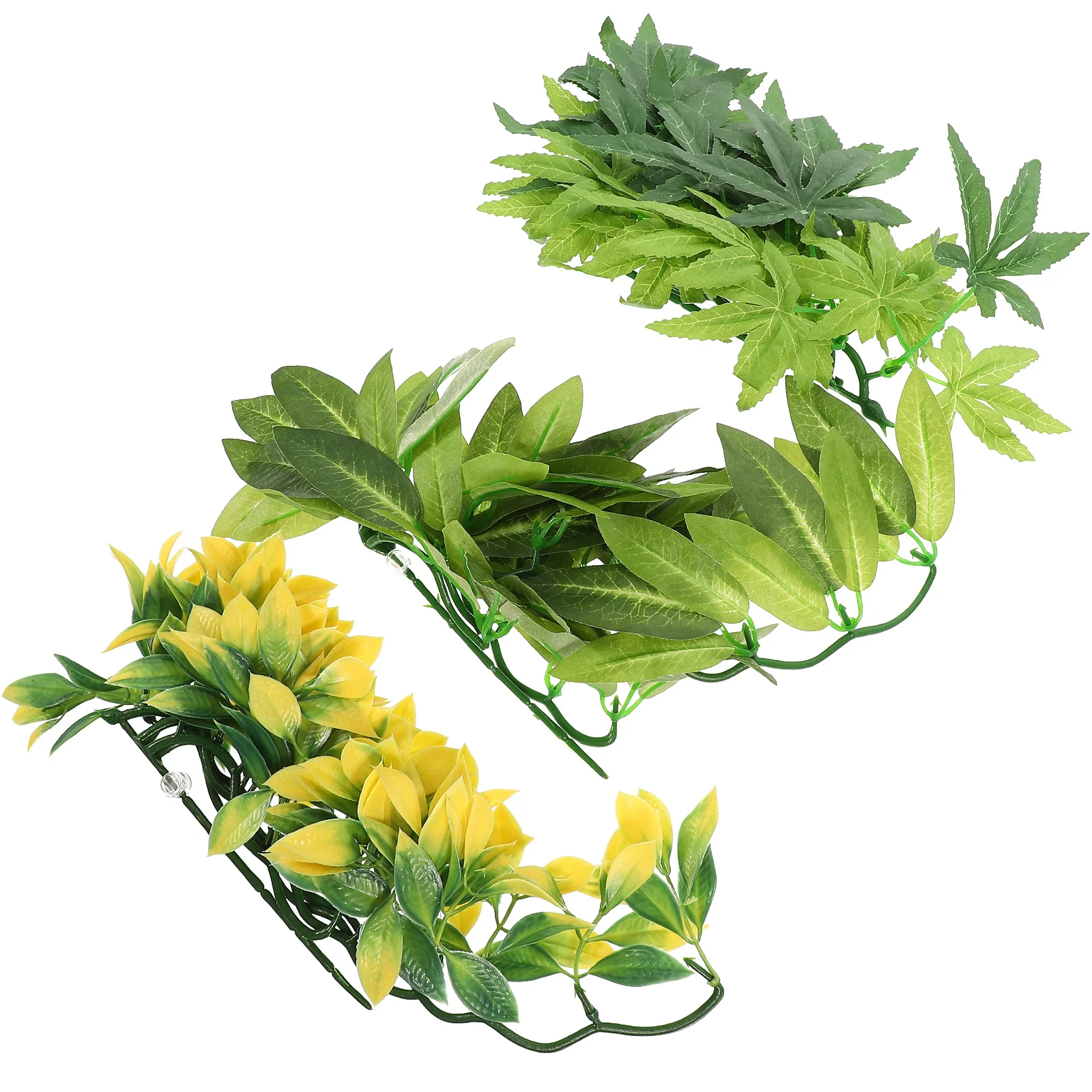 

3Pcs Reptile Decoration Set Vibrant Simulated Plants Natural Looking Leaves for Terrariums Aquariums Pets Hide Play Rest