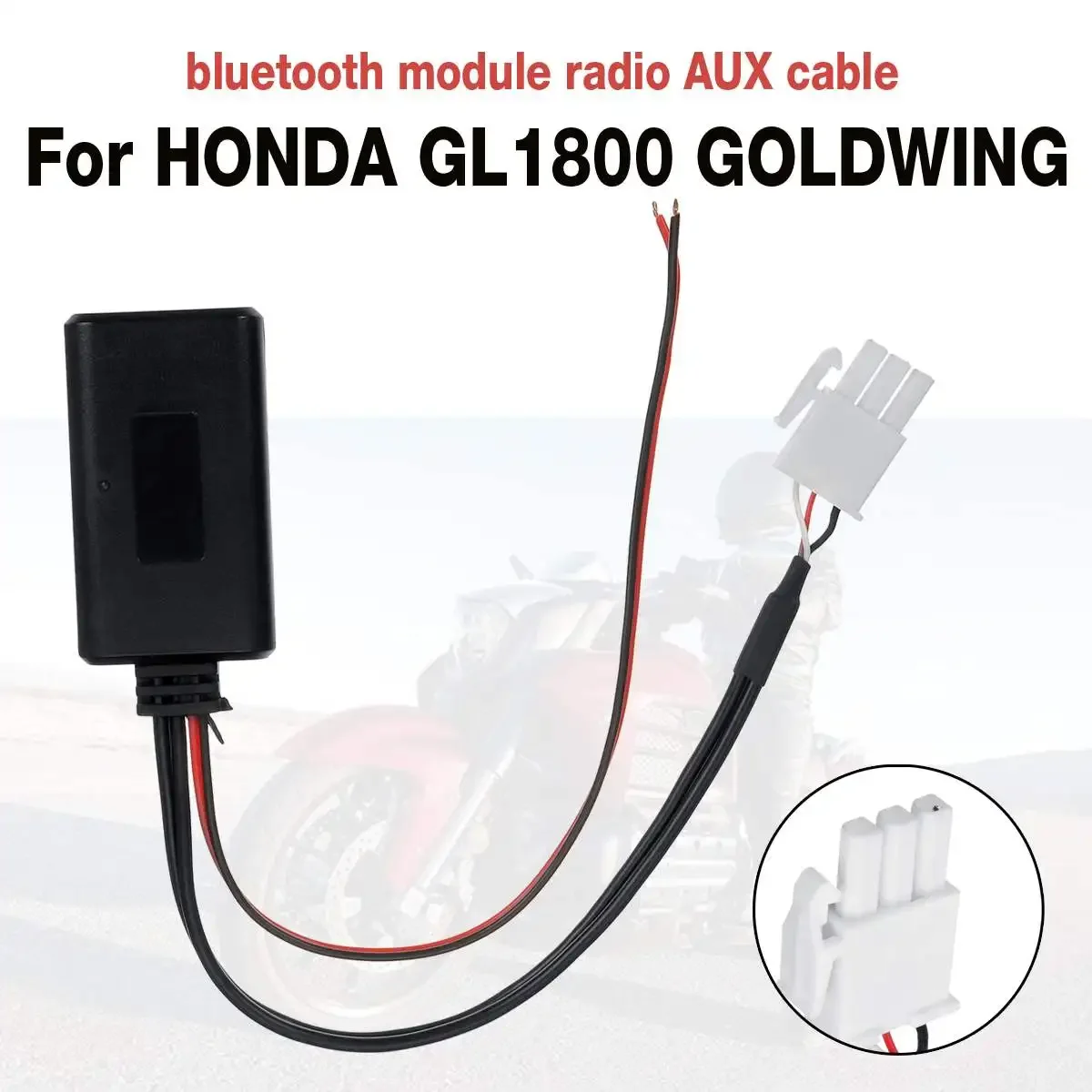 For HONDA GL1800 Goldwing 3Pin Car bluetooth module radio stereo Aux music cable Adapter view 3