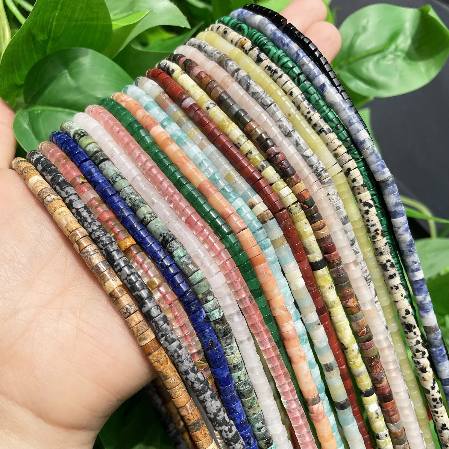 Natürliche Türkis-, Quarz- und Lapislazuli-Rondell-Abstandsperlen 4x2mm Flache Runde Scheiben-Steinperlen für Schmuckherstellung DIY Armband – Detail 3