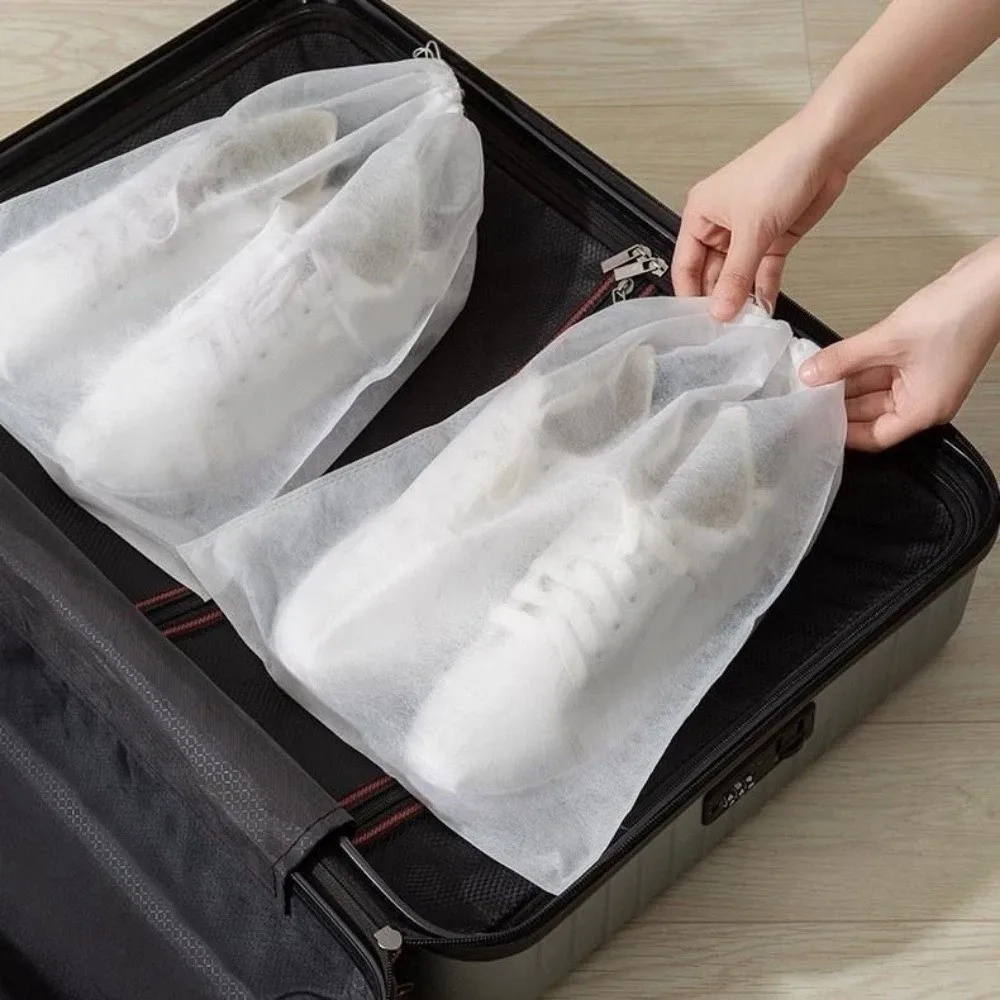 30 pcs Heavy-Duty Storage Shoe Bag Large Size Double Drawstring Design Drawstring Storage Bag Transparent Breathable