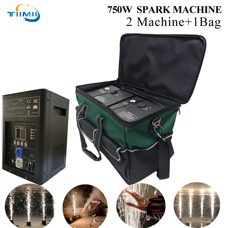 750W Cold Spark Machine Stage Equipment Bag for DJ Party Wedding Cold Flame Sprayer Electronic Spark Machine DMX Control