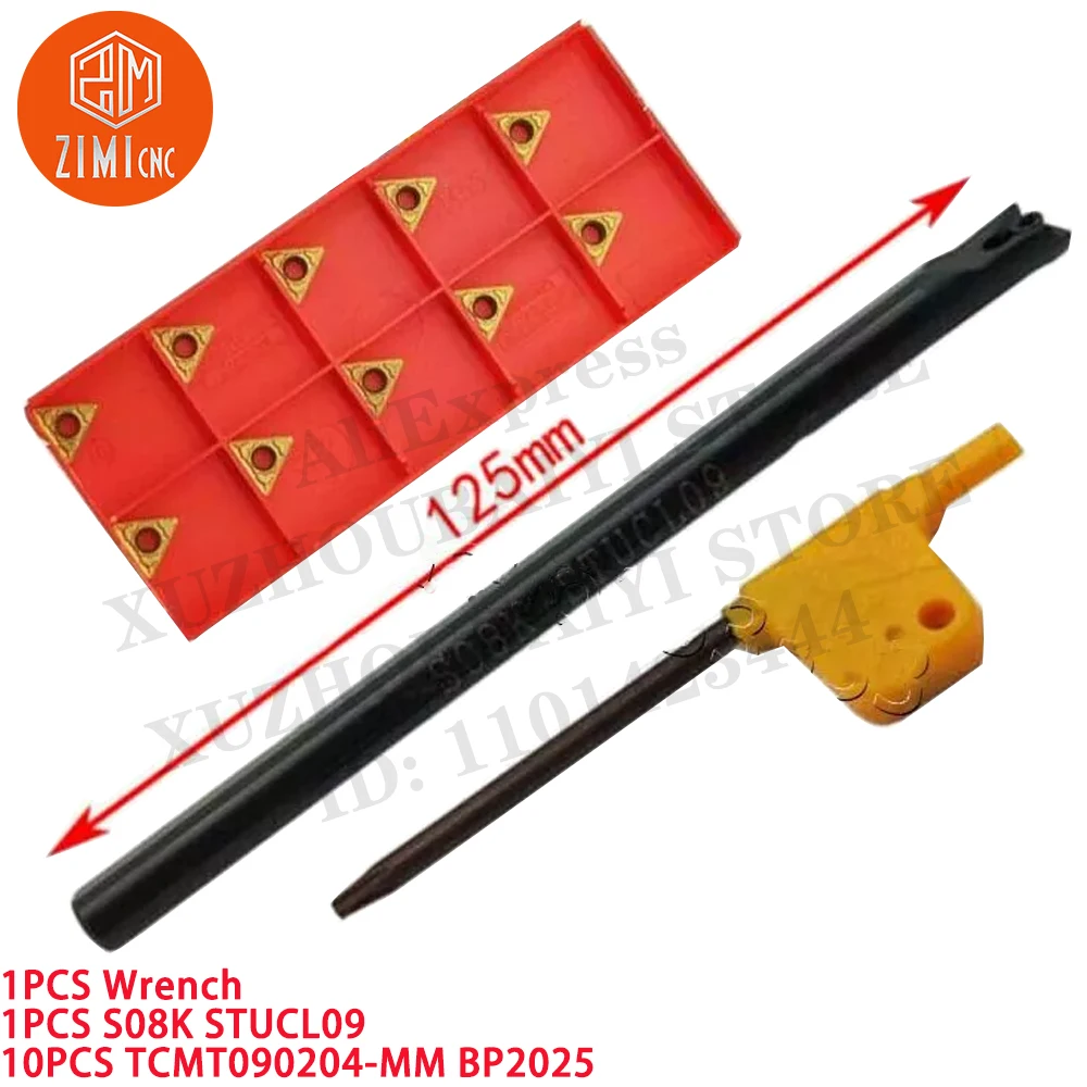 

1PC S08K STUCL09 Держатель внешнего токарного инструмента +10PCS TCMT090204-MM BP2025 Твердосплавные пластины ЧПУ инструмент по металлу механический режущий инструмент