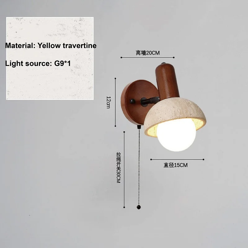 Walnut Yellow Cave Stone Wall Lamp Retro Bedroom Bedside With Switch Background Wall Lamp Staircase Entrance LED Lamp