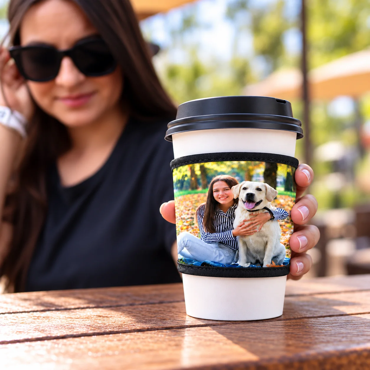 Custom Photo Coffee Cup Sleeve Personalized Insulated Cup Cover Reusable Washable Bottom Cup Sleeve for Hot Drinks Cold Drinks