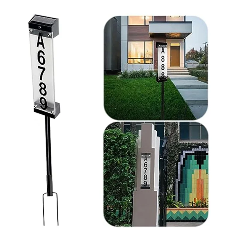 

A23I-1Set Outdoor Solar House Number Plate Plug-In Door Plate Light Wall Lamp House Number Light