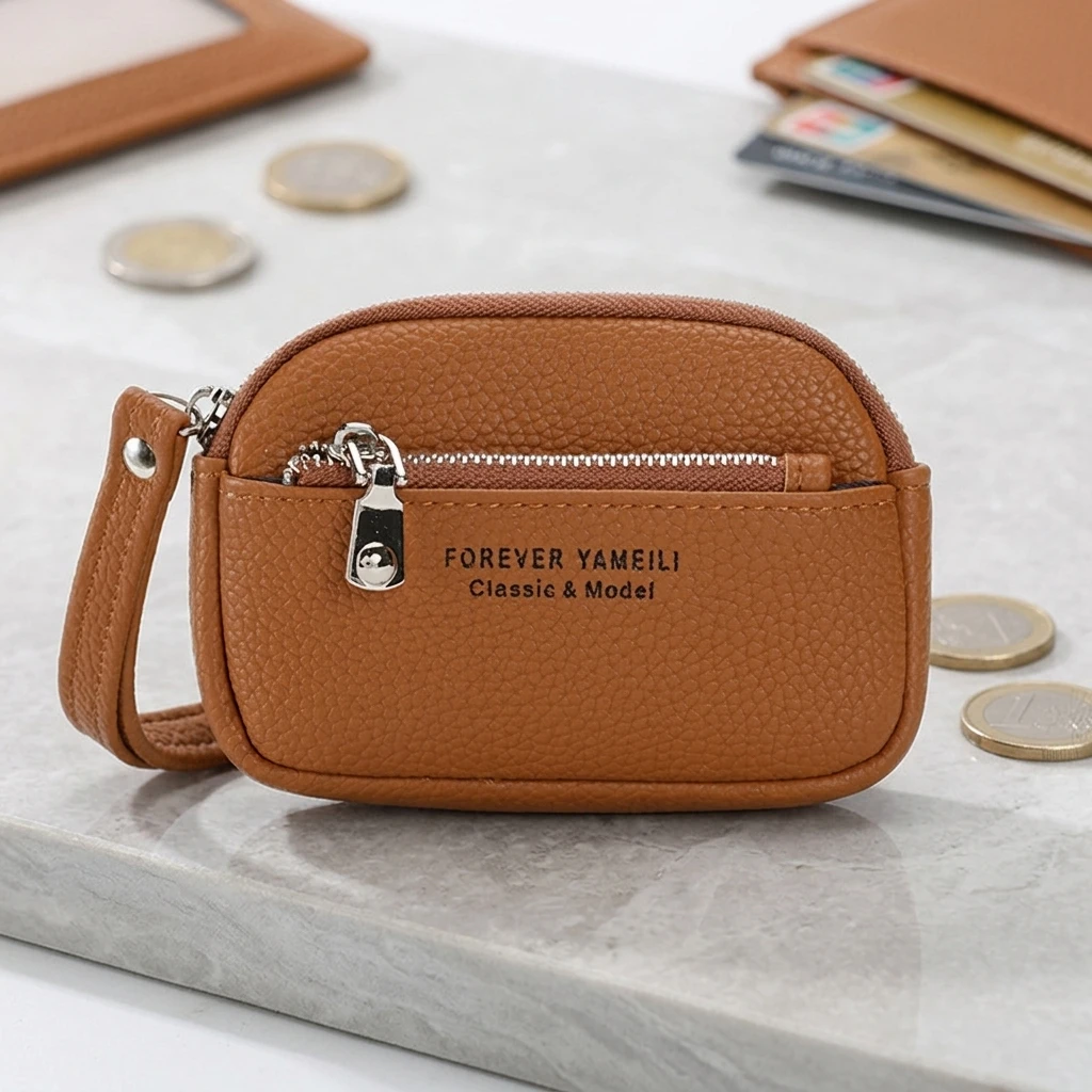 Travel-Ready Coin Purse Multi-Slot Card Holder Wallet Compact Synthetic Leather Organizer for Daily Commute and Students