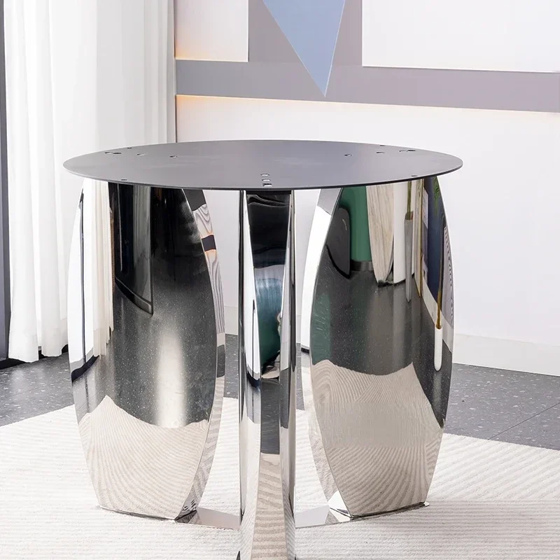 

for for High-End Luxury Stone round Table Leg Creative Stone Plate Table Leg Marble Stainless Steel Mirror Base Support