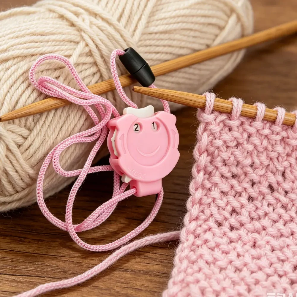 1Set Practical Knitting Row Counter Plastic Needle Stitch Sweater Stitch Pendant Sewing Tools Accessories with Hanging Rope