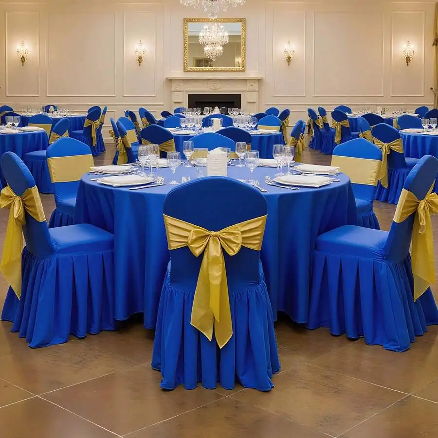30 Pcs Blue Chair Covers, Polyester Spandex Chair Cover, Stretch Slipcovers For Wedding Party Dining Banquet Flat-Front Chair Co