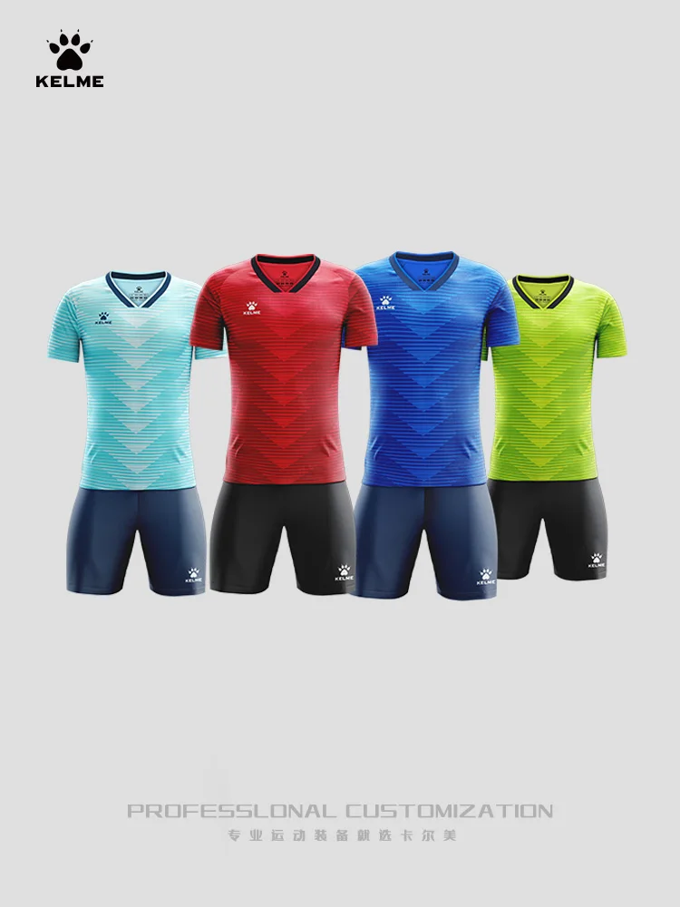 KELME Men's Customized Football Suit Set Breathable Quick drying Match Team Kit Student Training Light Plate Jersey