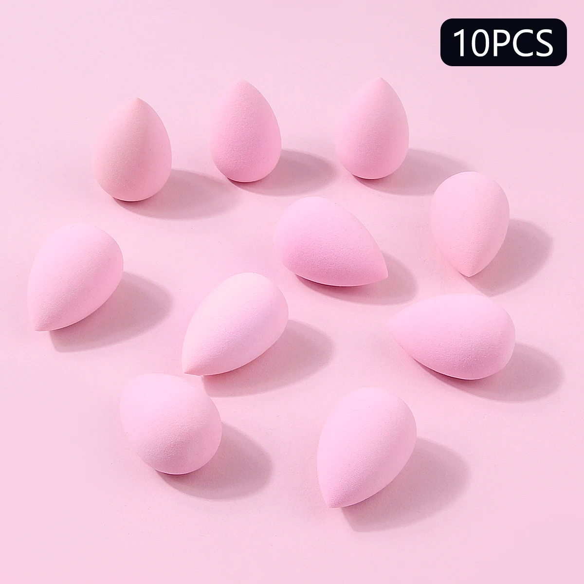 Juego de mini huevos de esponja de maquillaje rosa, 10 Uds., que se exponen al agua, es una herramienta de maquillaje facial natural para aplicar el maquillaje