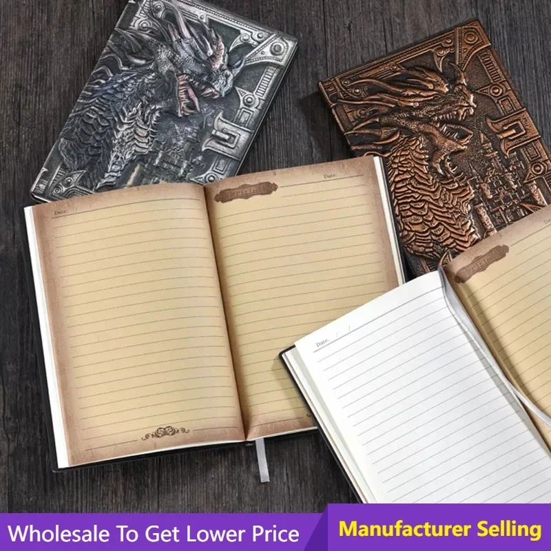 3D Dragon Relief Notebook Retro Embossed Dragon European-Style Metal Three-Dimensional Business Notebook