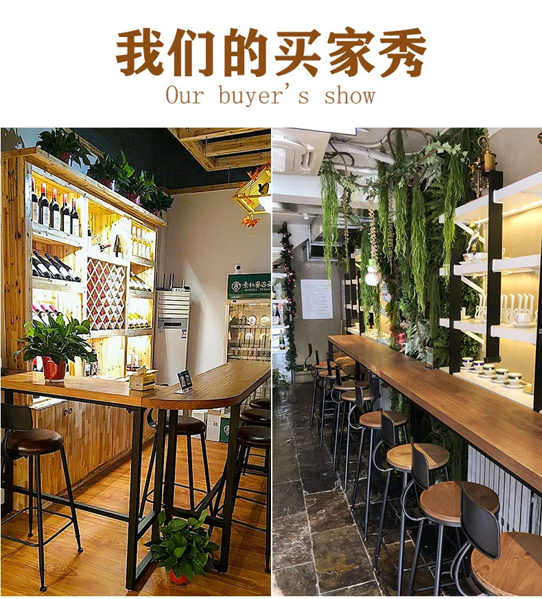 for American Solid Wood Bar Table Balcony Wall Window Long Narrow Tall Milk Tea Shop Bar Table and Chairs Coffee Chairs