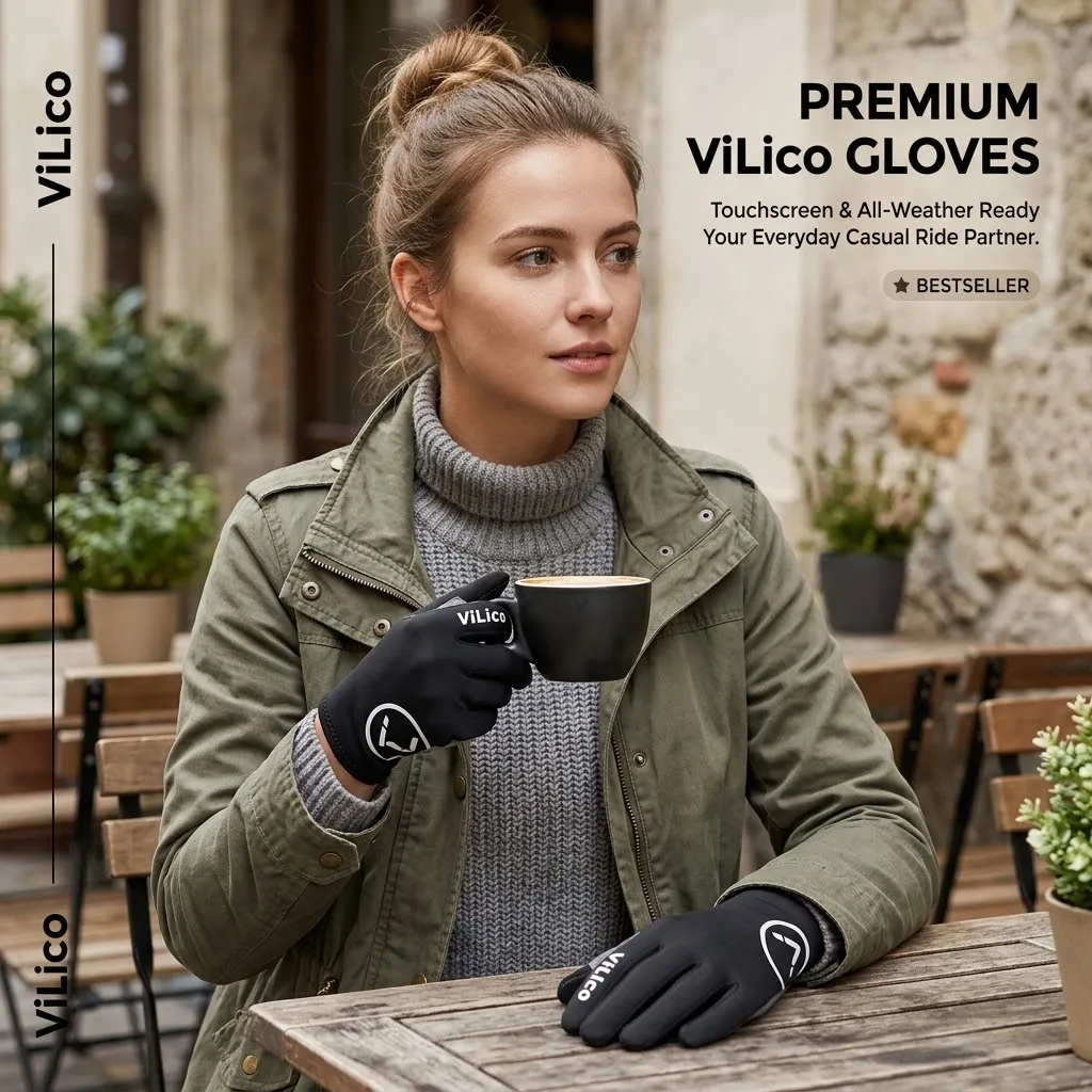 VILICOWinter Thick Outdoor Warm Riding with Velvet Windproof Waterproof Touch Screen Anti Slip Men's and Women's Gloves